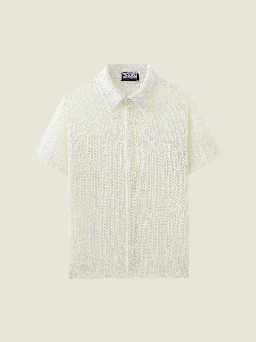 Hollow Out Knit Summer Casual Shirt