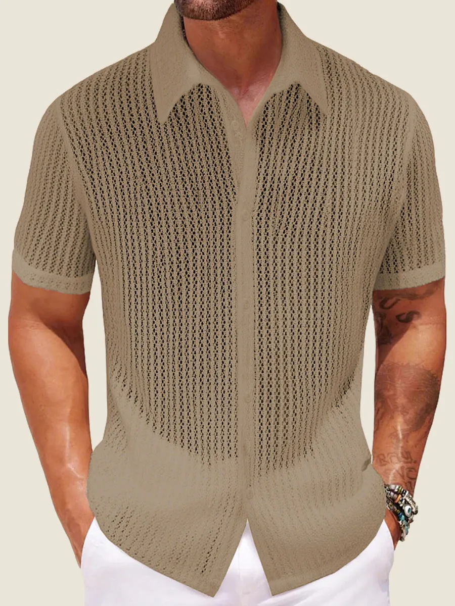 Hollow Out Knit Summer Casual Shirt