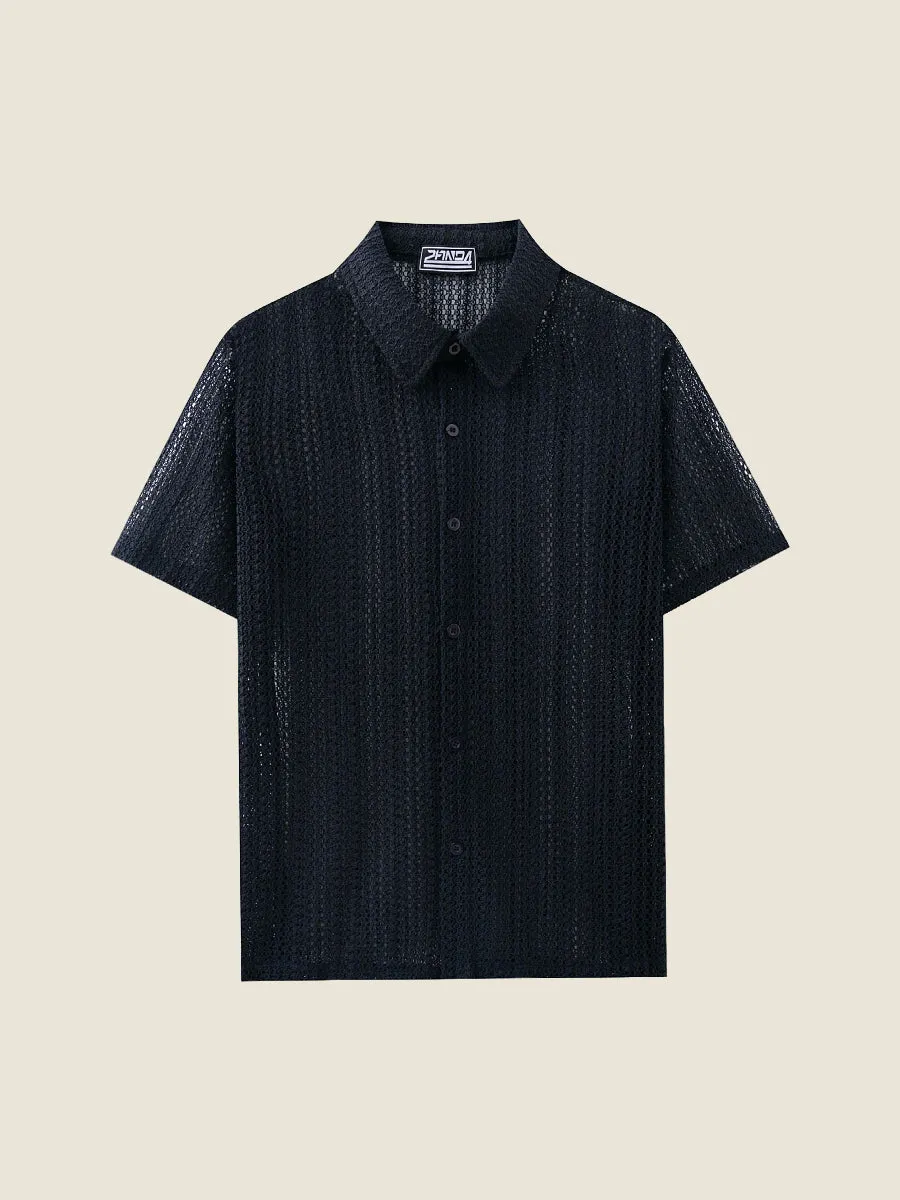 Hollow Out Knit Summer Casual Shirt