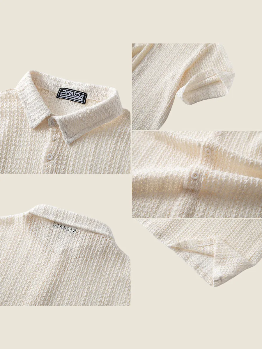 Hollow Out Knit Summer Casual Shirt