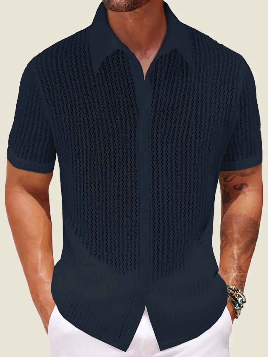 Hollow Out Knit Summer Casual Shirt