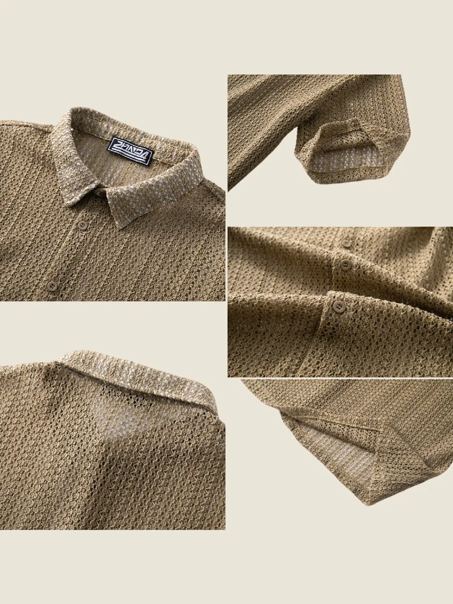 Hollow Out Knit Summer Casual Shirt