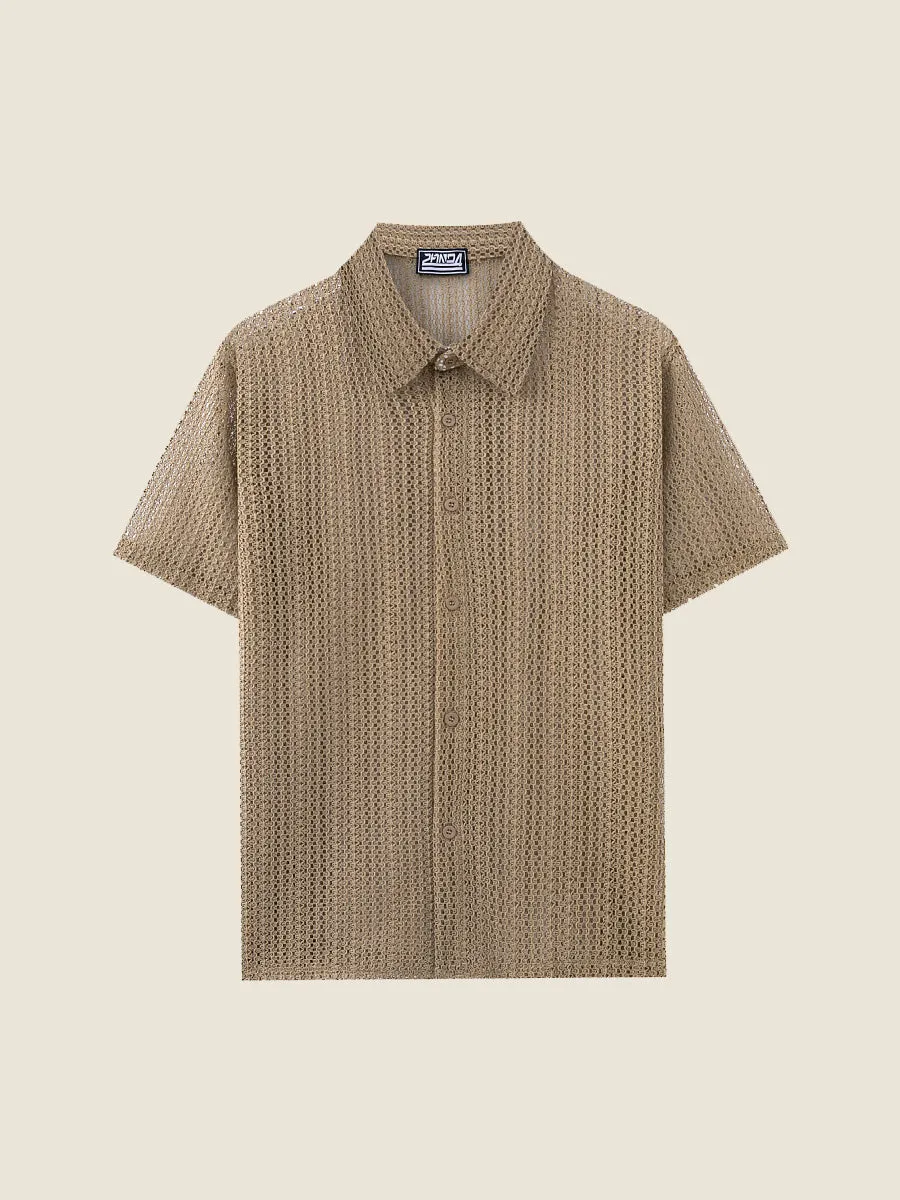 Hollow Out Knit Summer Casual Shirt