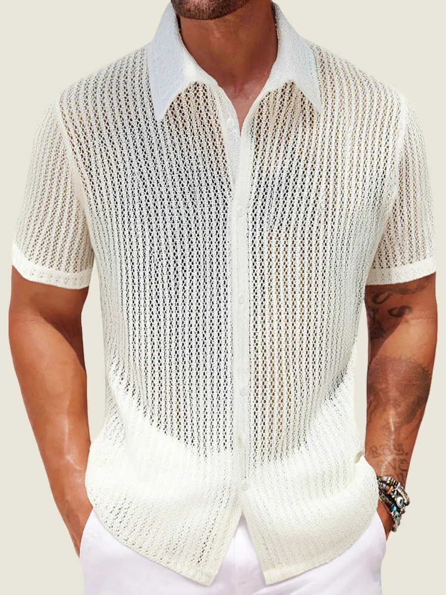 Hollow Out Knit Summer Casual Shirt