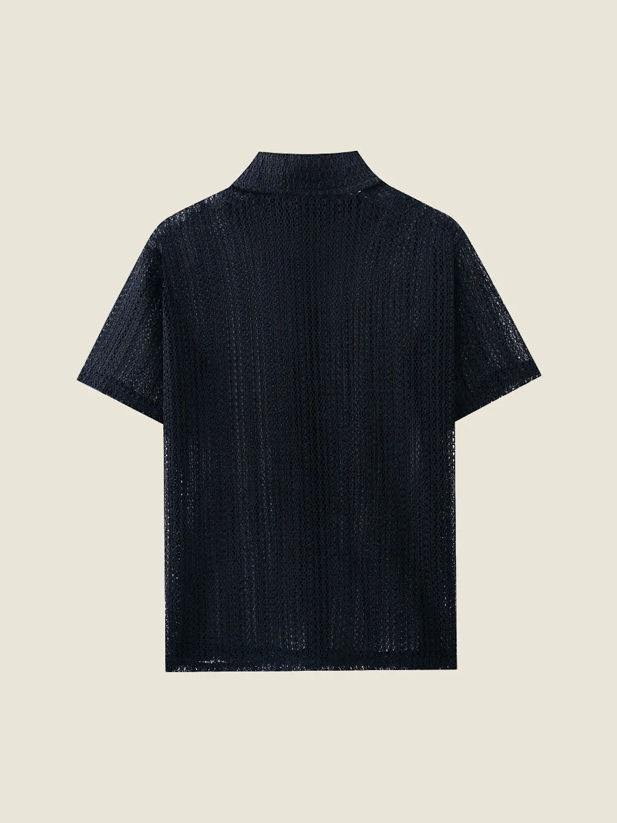 Hollow Out Knit Summer Casual Shirt