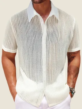 Hollow Out Knit Summer Casual Shirt