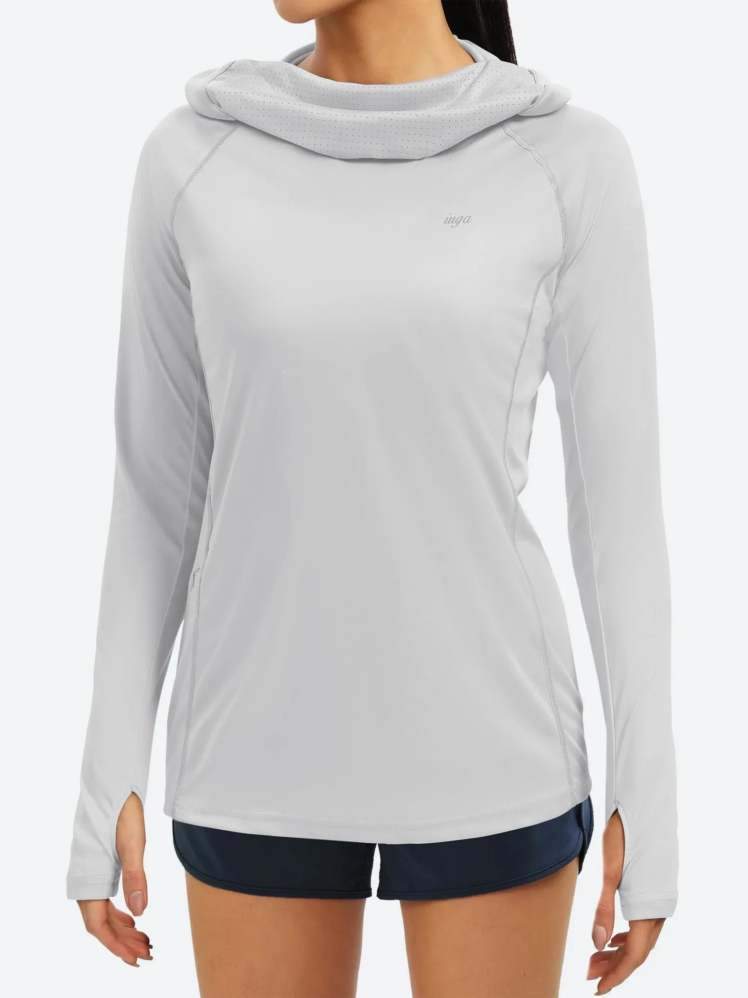 IUGA UPF 50 Long Sleeve Sun Protection Shirts With Face Cover