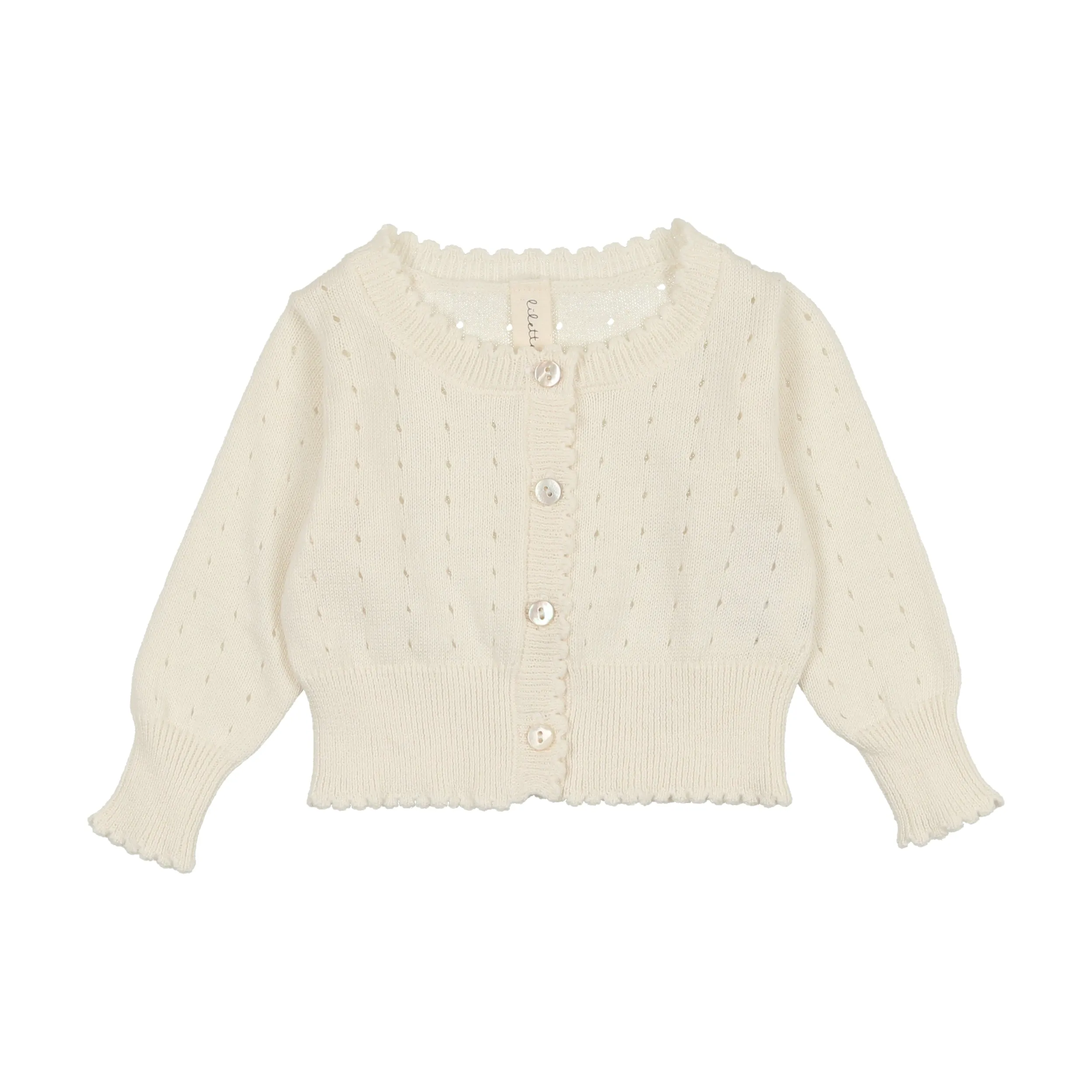 Lilette By Lil Legs Dotted Open Knit Cardigan Cream