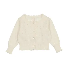 Lilette By Lil Legs Dotted Open Knit Cardigan Cream