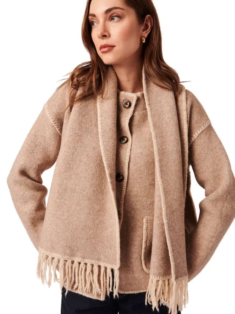 Line Kingsley Cardigan With Scarf- Soft Mink