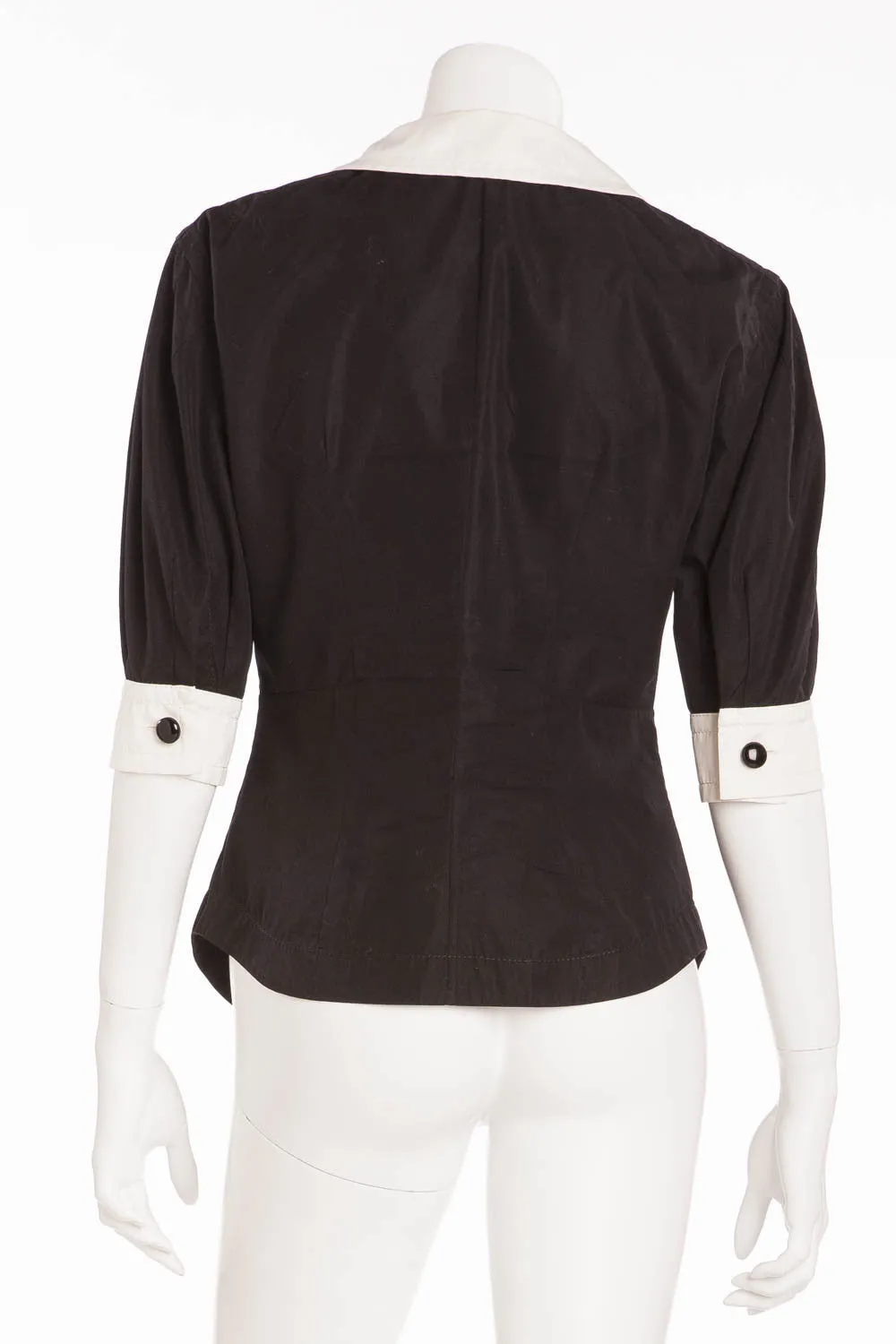 Louis Vuitton - Editorial, 3/4 Sleeve Black/White Collar Button Up - FR 38