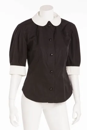 Louis Vuitton - Editorial, 3/4 Sleeve Black/White Collar Button Up - FR 38