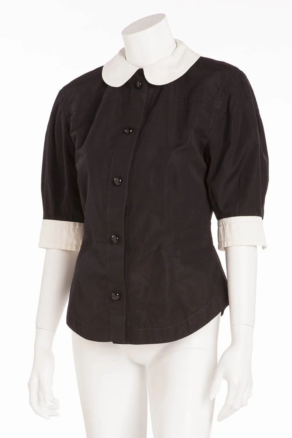 Louis Vuitton - Editorial, 3/4 Sleeve Black/White Collar Button Up - FR 38