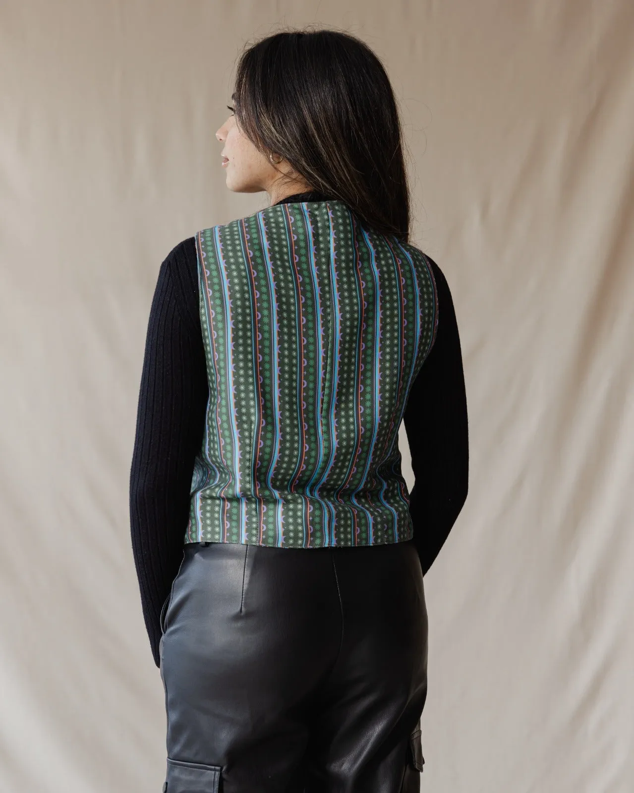 Maze Stripe Vest Green