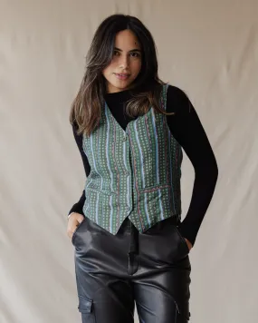 Maze Stripe Vest Green