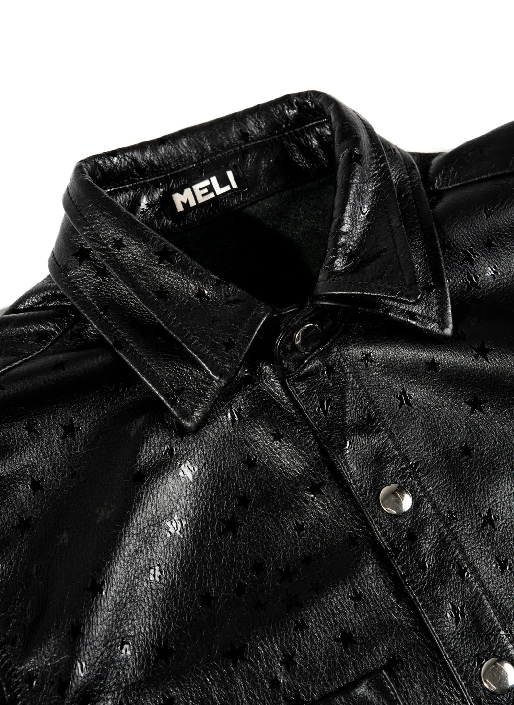 MELI STARGAZE LEATHER LONG SLEEVE BUTTON-UP
