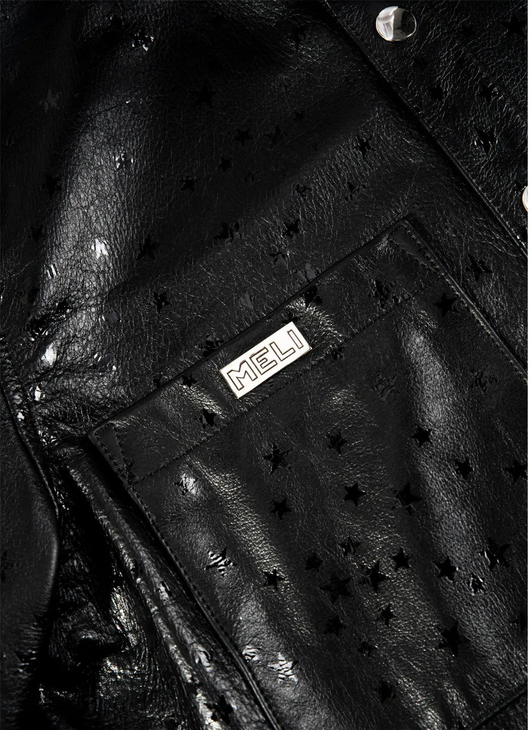 MELI STARGAZE LEATHER LONG SLEEVE BUTTON-UP