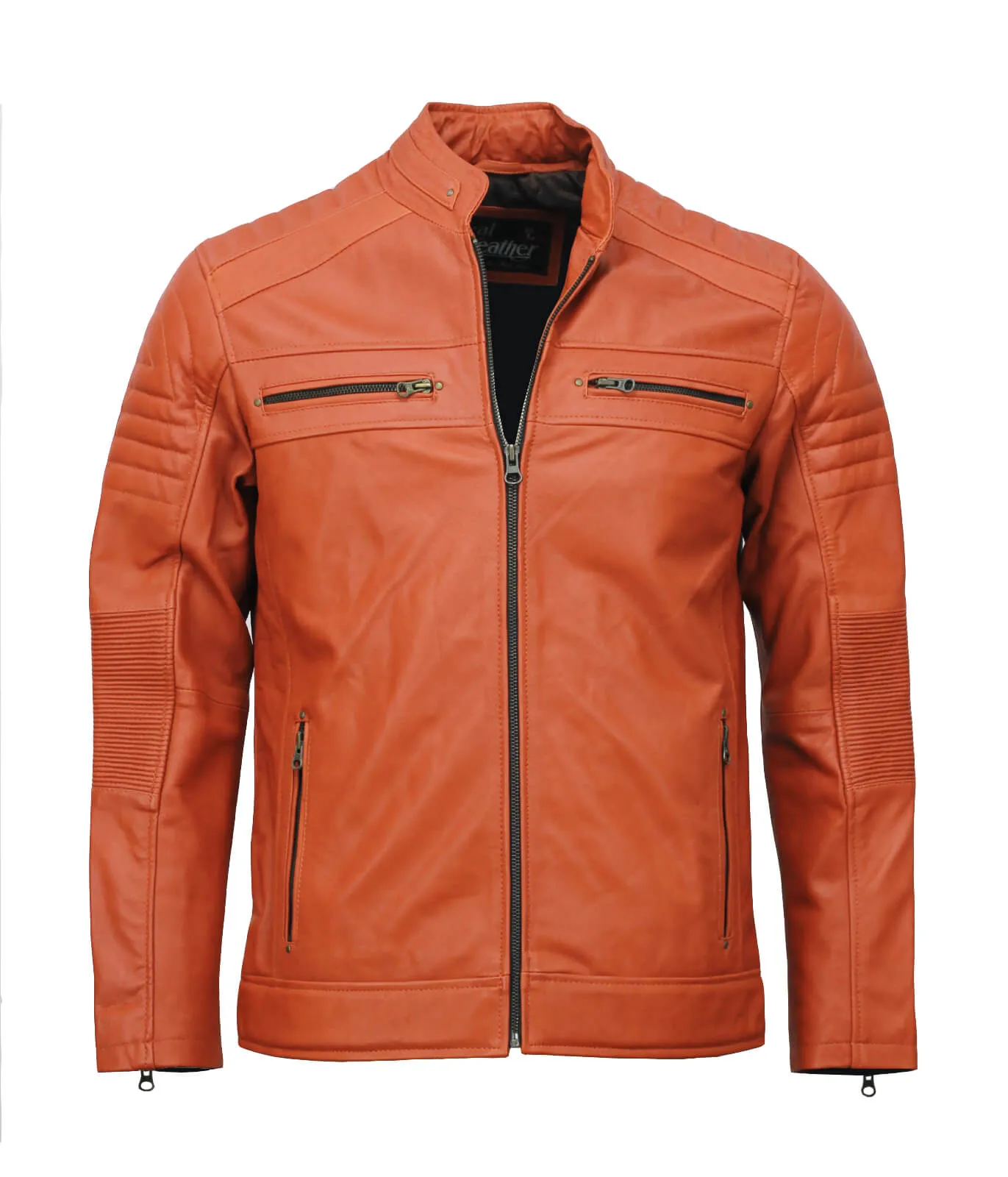 Men’s Café Racer Brown Biker Leather Jacket