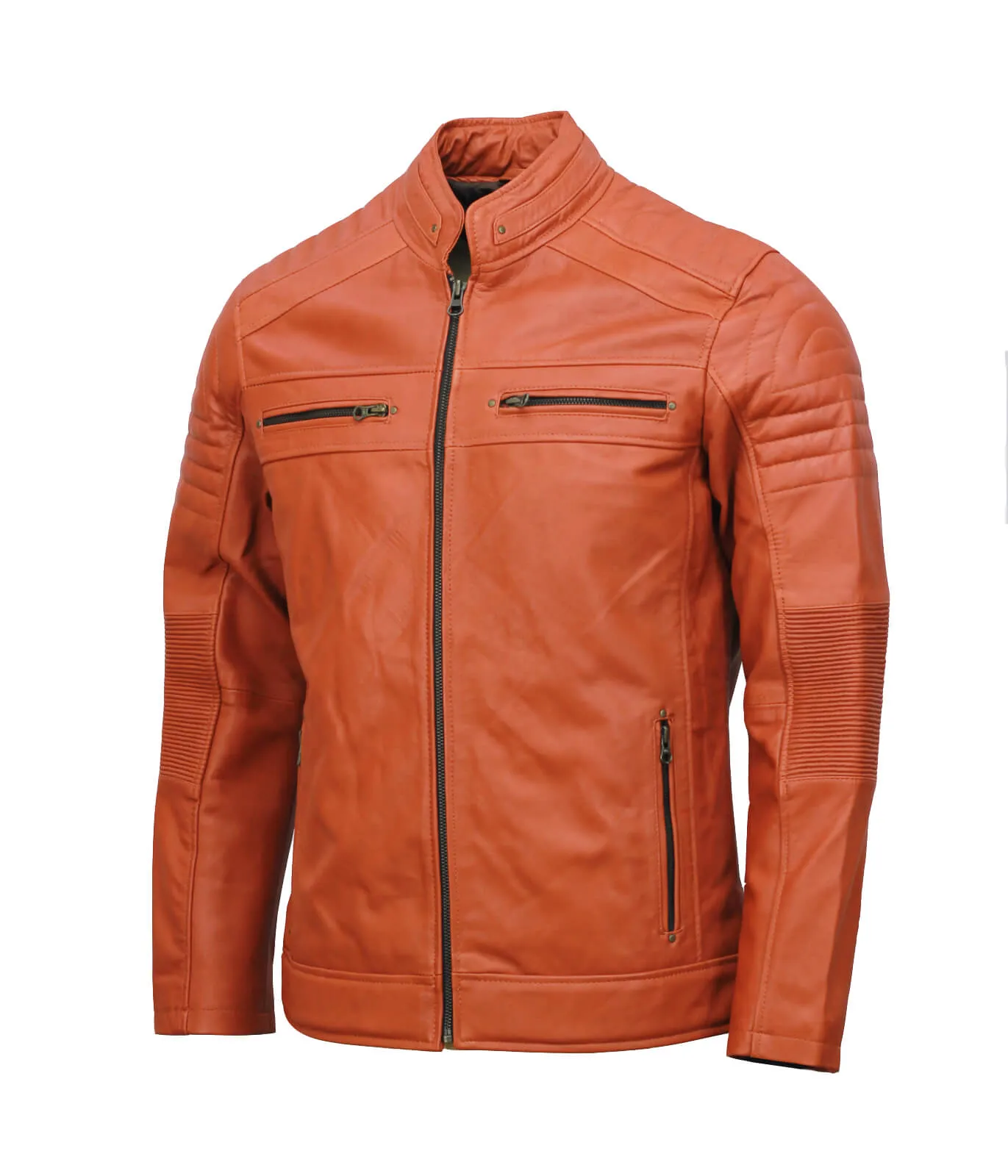 Men’s Café Racer Brown Biker Leather Jacket
