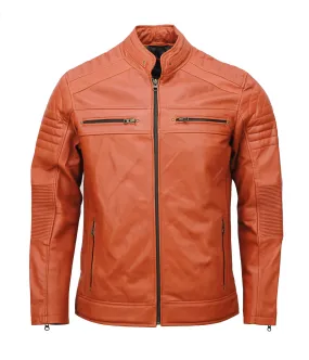 Men’s Café Racer Brown Biker Leather Jacket