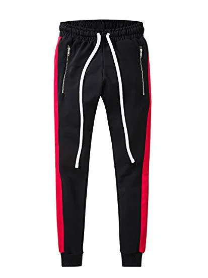Men's Red & Black Sport Fitness Running Pants
