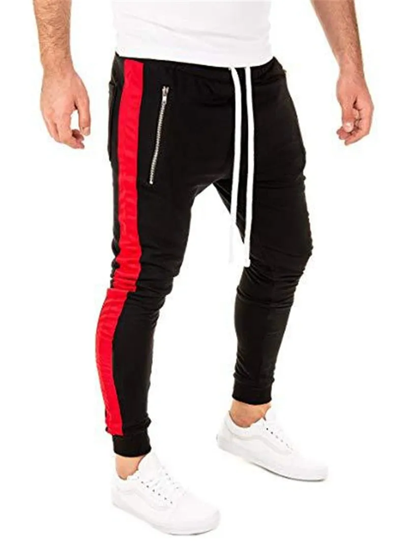 Men's Red & Black Sport Fitness Running Pants
