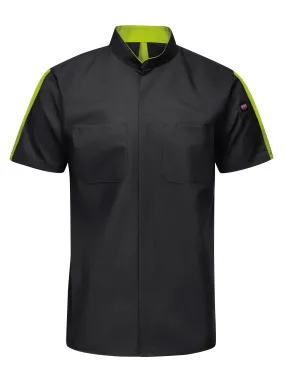 Men's Short Sleeve Two Tone Pro  Work Shirt with OilBlok and Mimix SX46 - Black|Hi-Vis Yellow