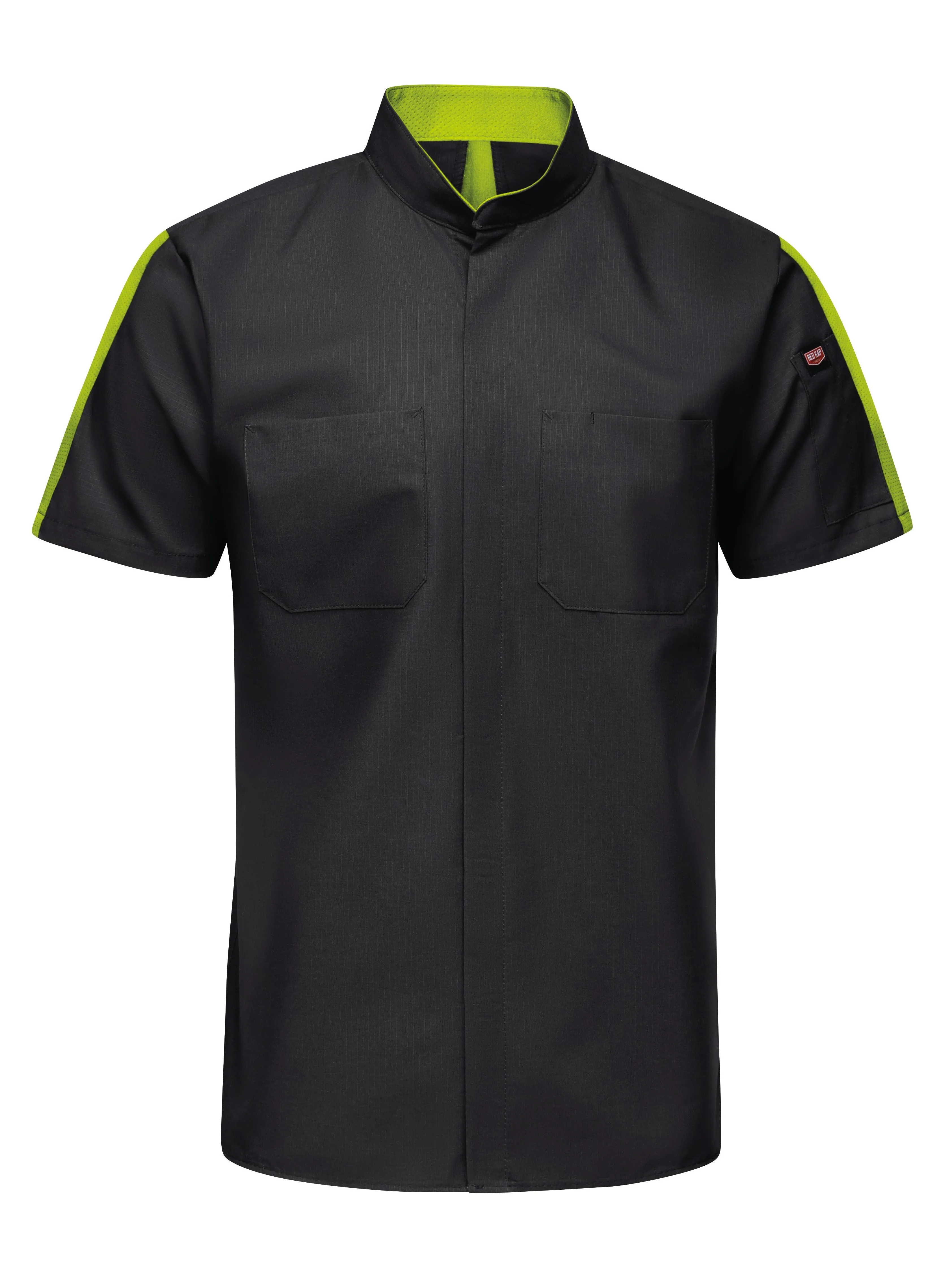 Men's Short Sleeve Two Tone Pro  Work Shirt with OilBlok and Mimix SX46 - Black|Hi-Vis Yellow