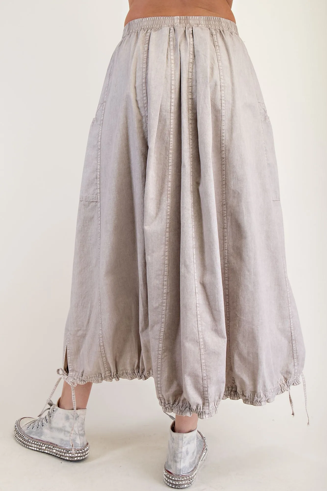 Mineral Wash Twill Cargo Maxi Skirt