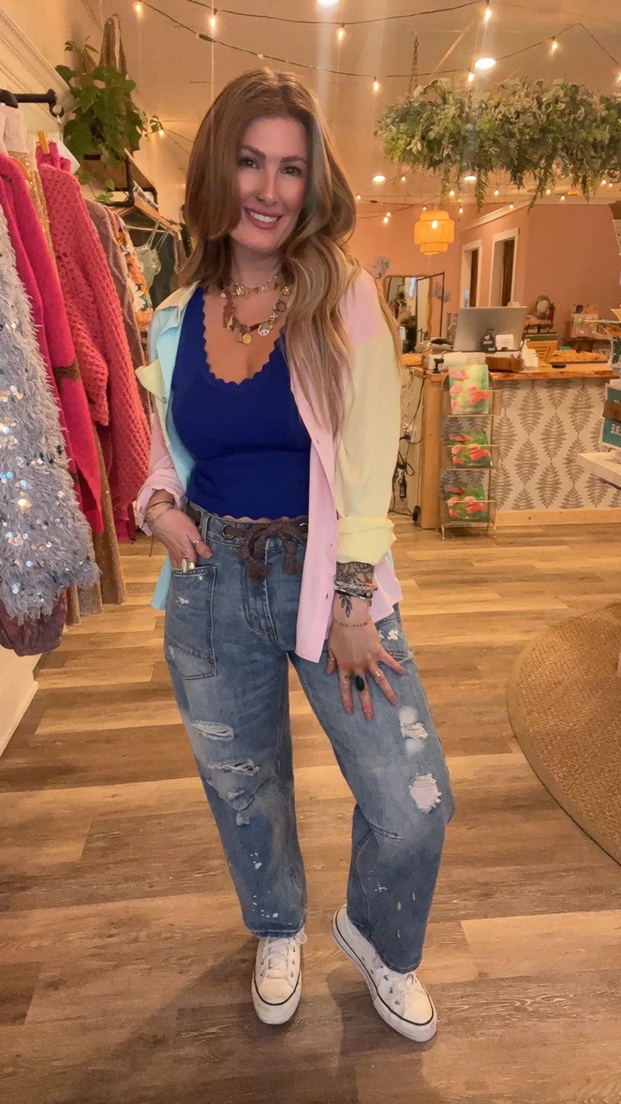 Oli & Hali washed drawstring denim pants