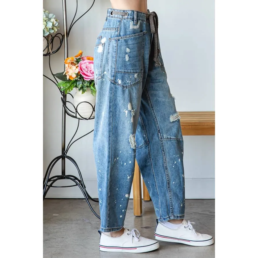 Oli & Hali washed drawstring denim pants