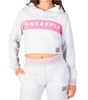Pineapple Girls Pink Panel Crop Hoodie