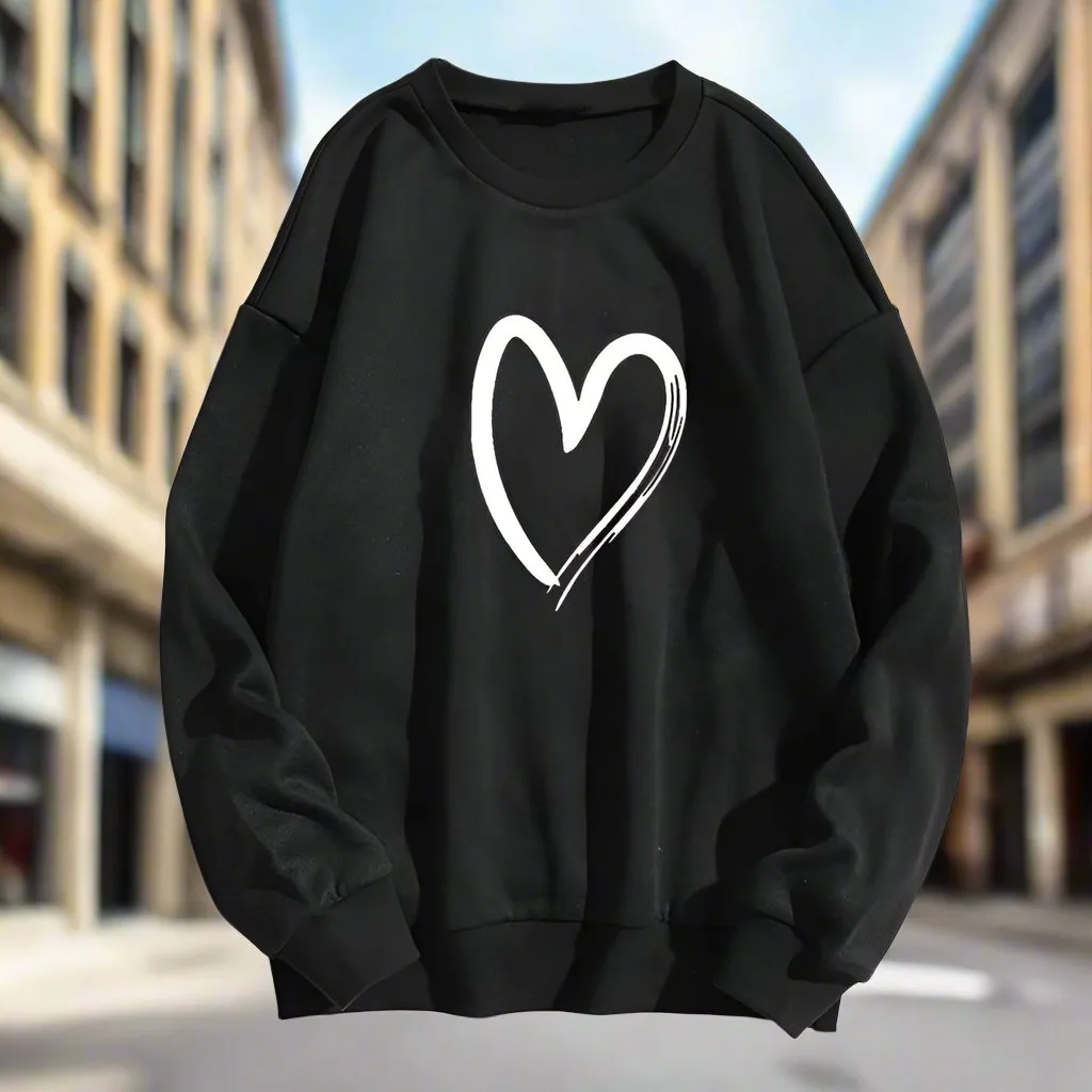 Printed Heart Trendy Sweater For Women