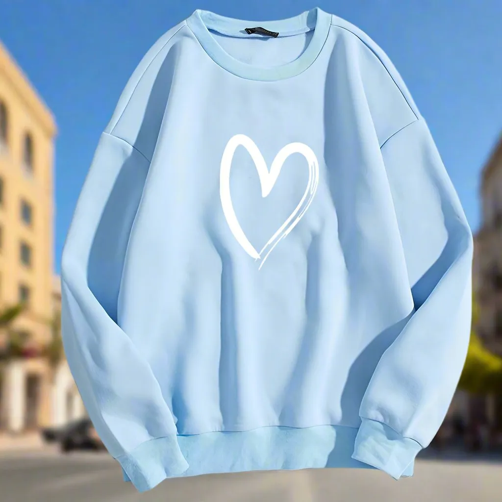 Printed Heart Trendy Sweater For Women