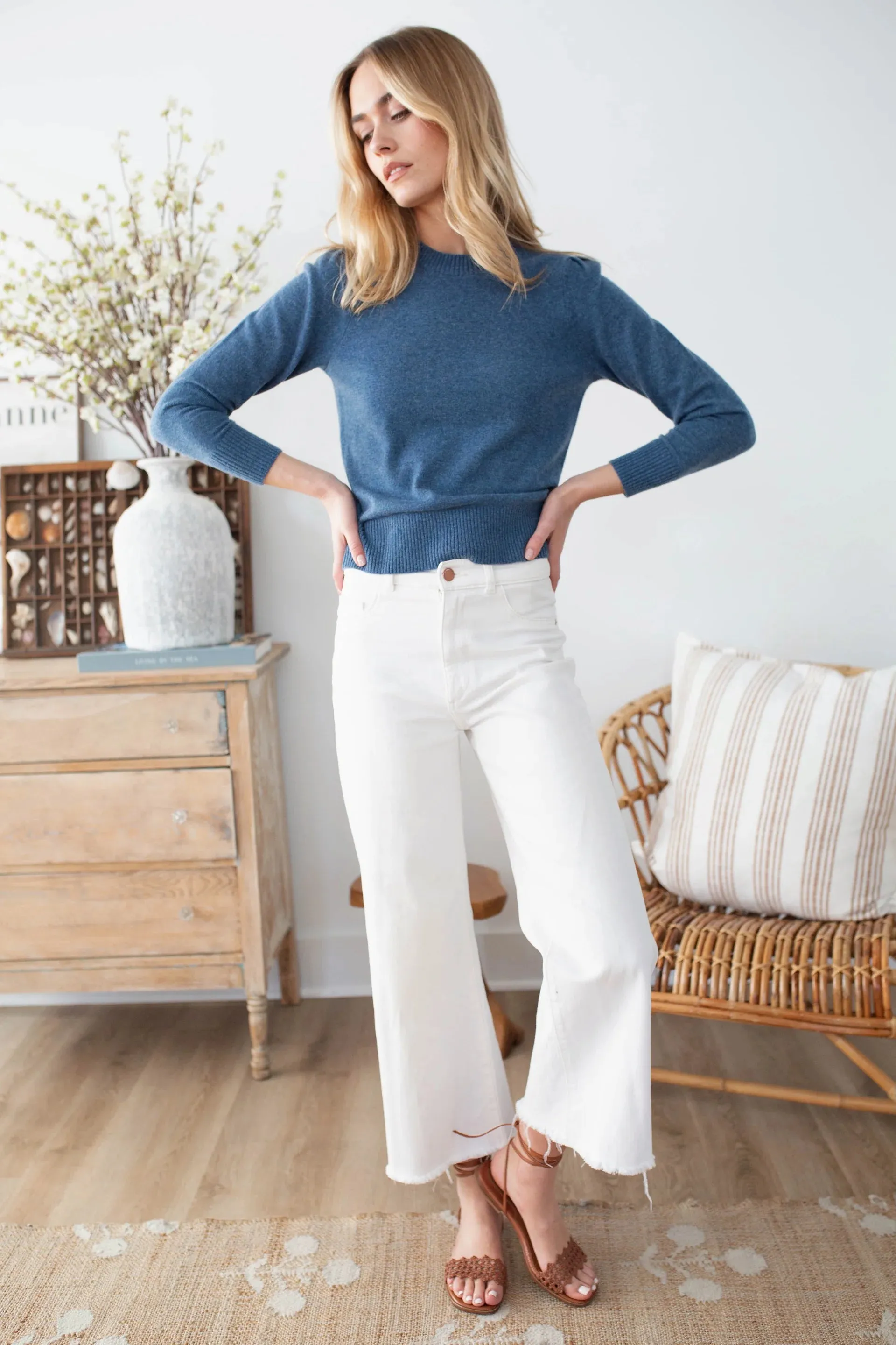 Puff Sleeve Crew | Indigo