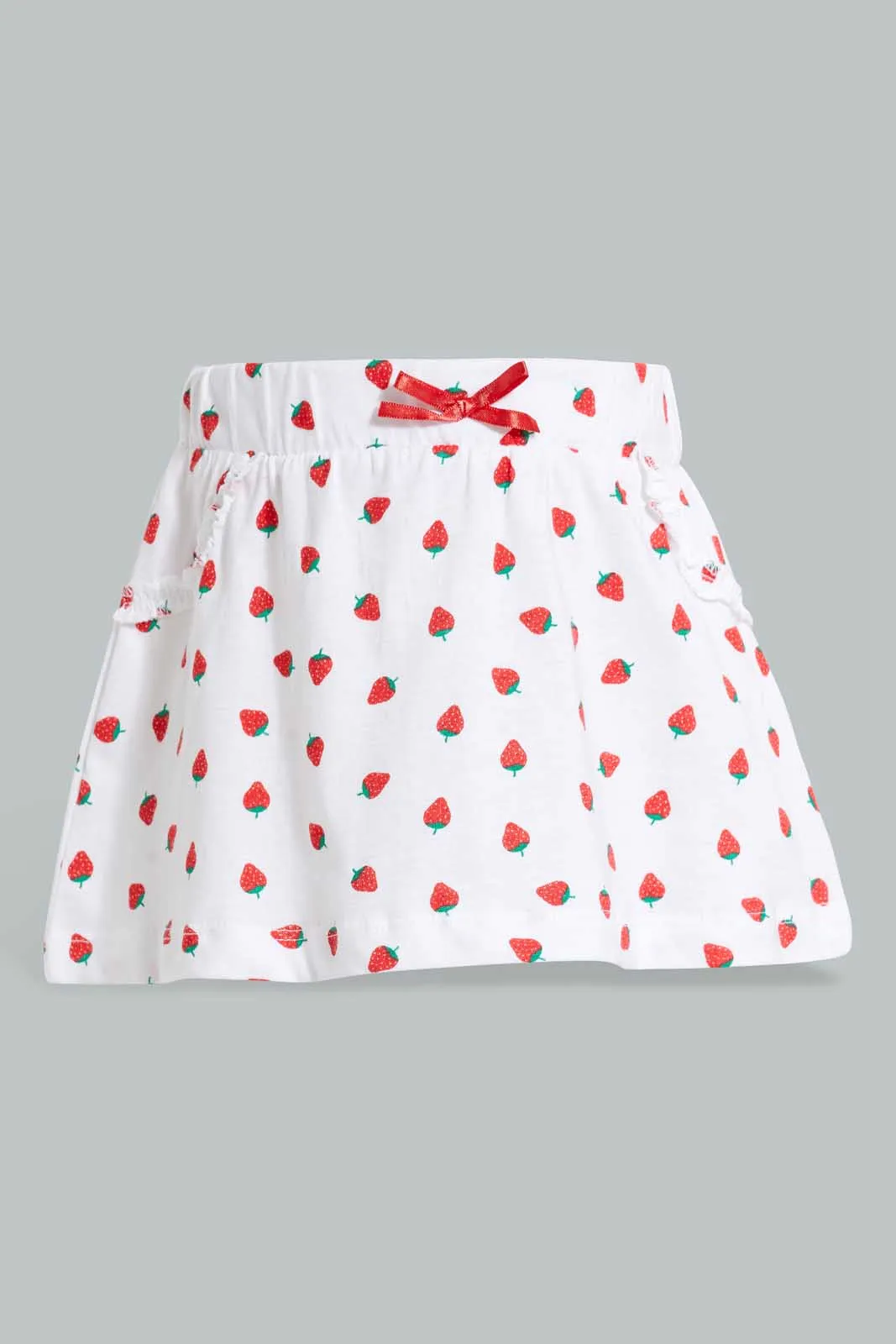 Red And White Strawberry Skirt For Baby Girls (Pack of 2)