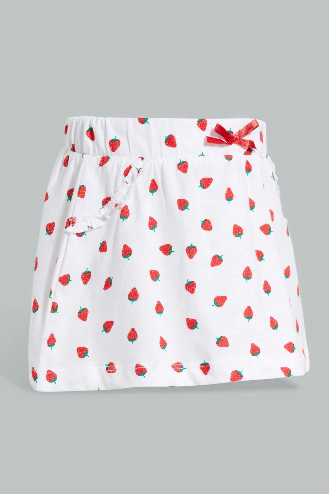Red And White Strawberry Skirt For Baby Girls (Pack of 2)