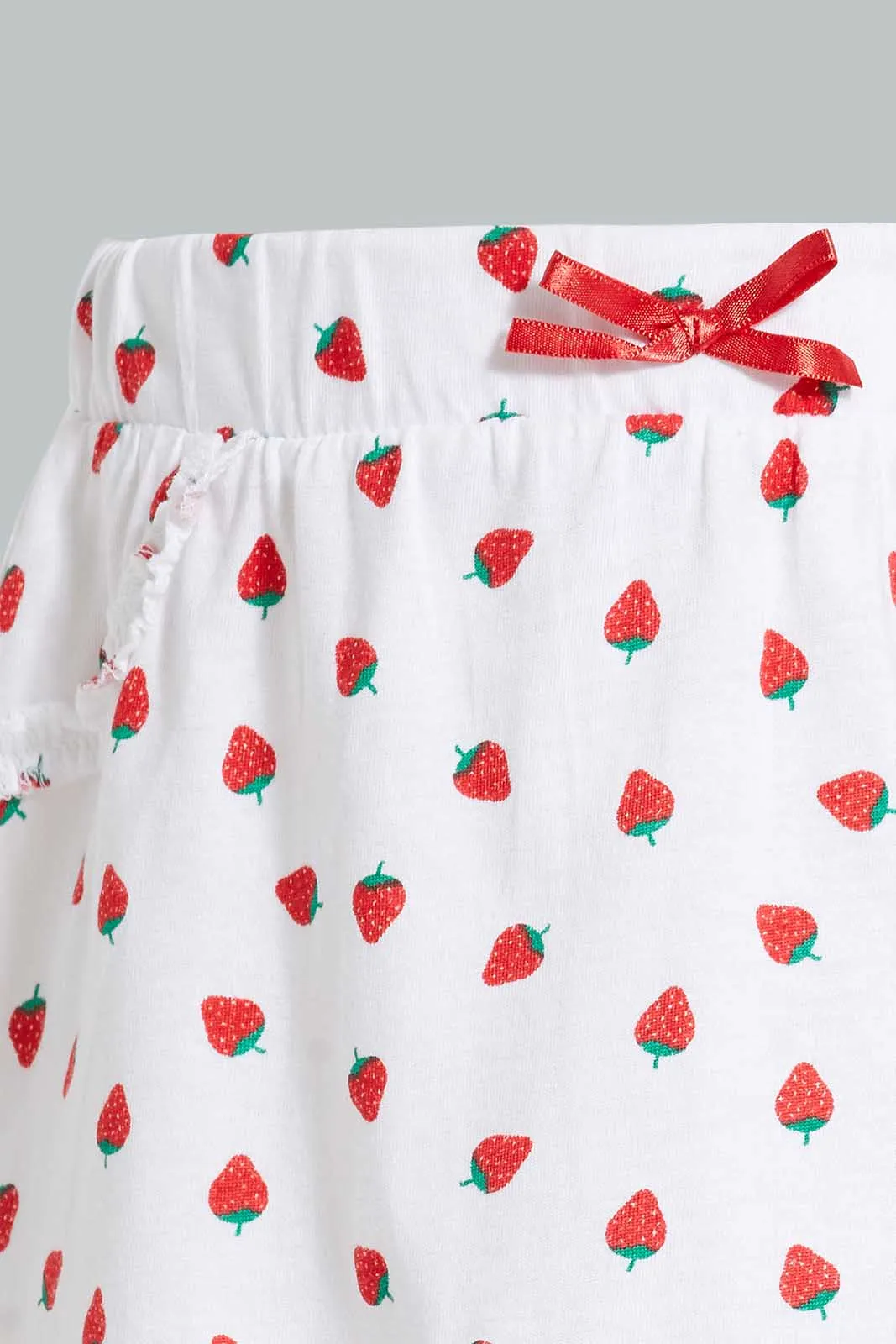 Red And White Strawberry Skirt For Baby Girls (Pack of 2)
