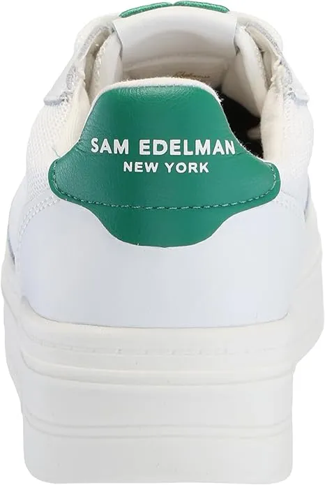 Sam Edelman Blaine White/Botanical Green Lace Up Rounded Toe Chunky Sneakers