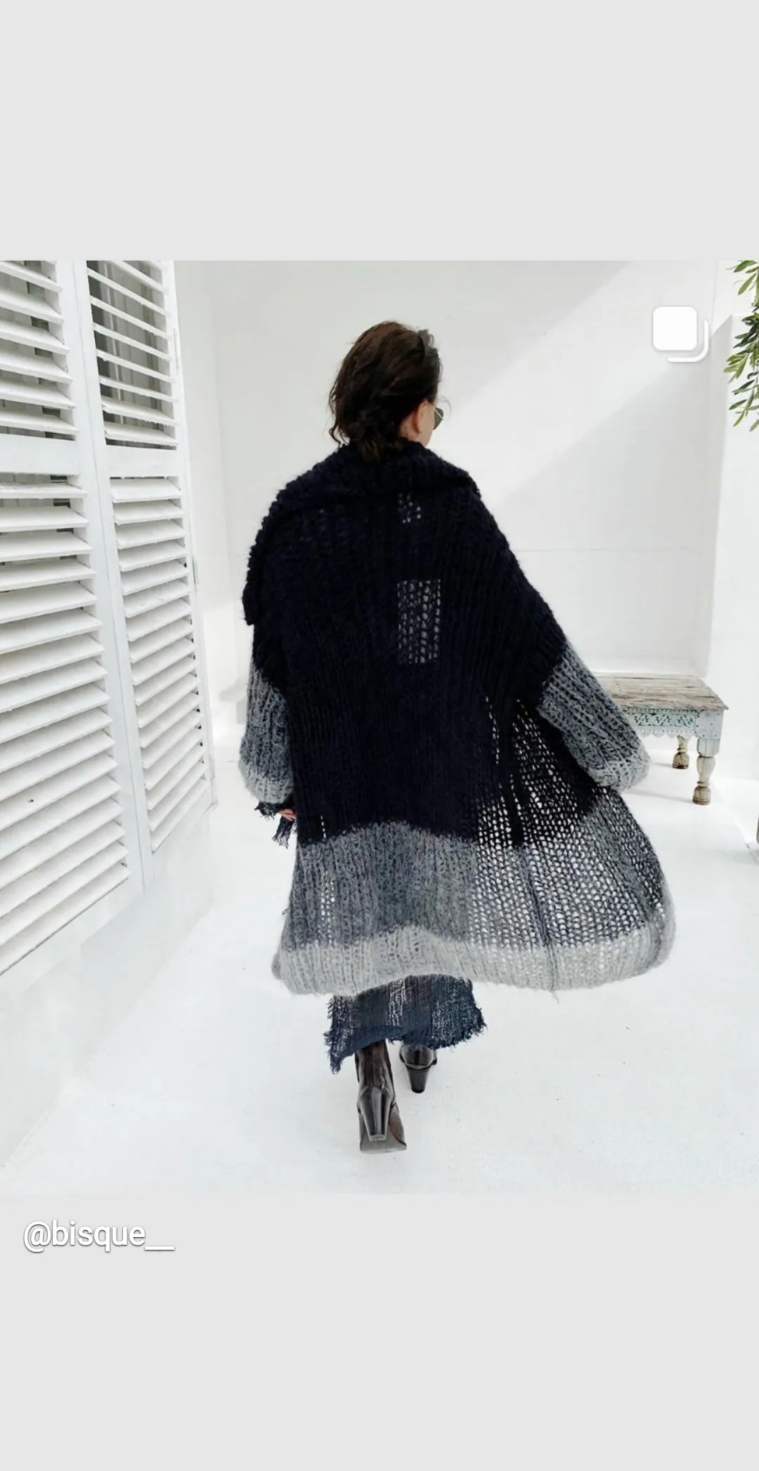 Shawl collar handknit cardigan - tri colour light
