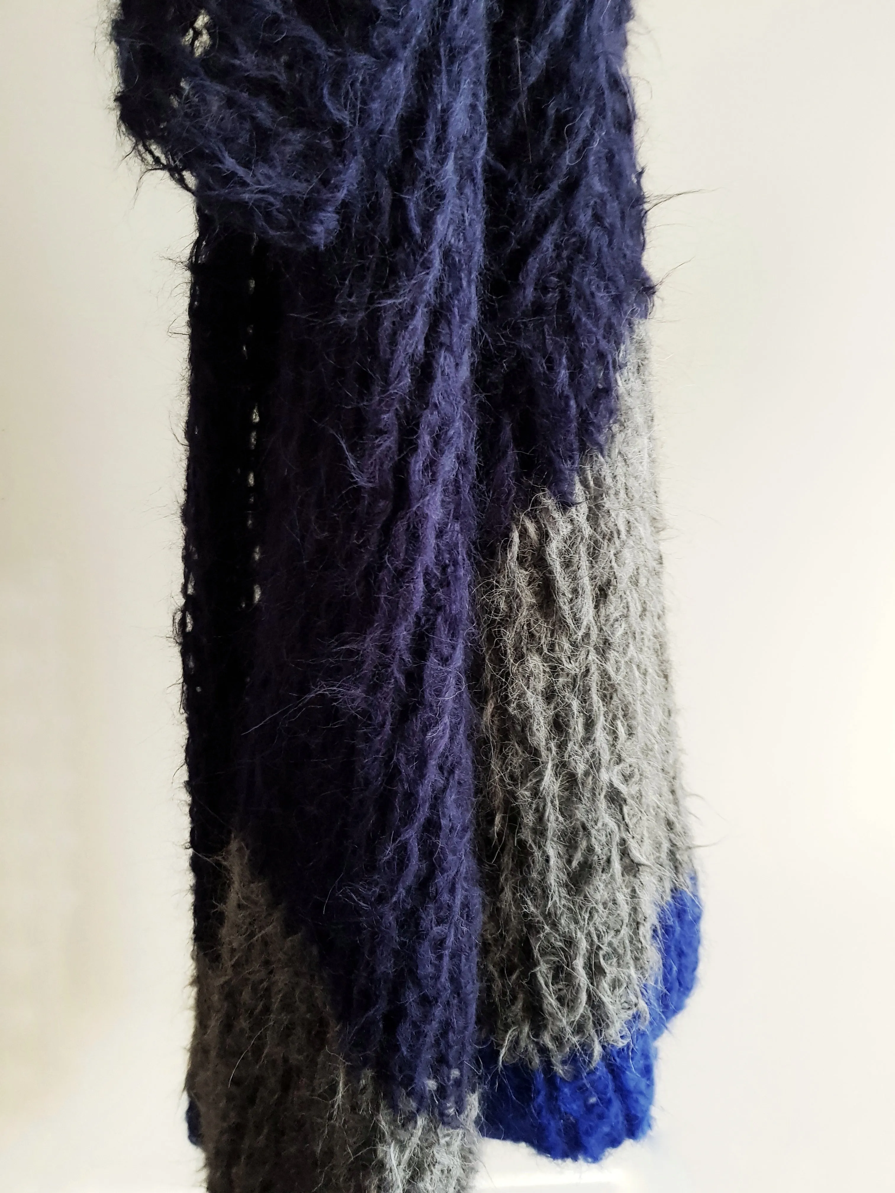 Shawl collar handknit cardigan - tri colour light