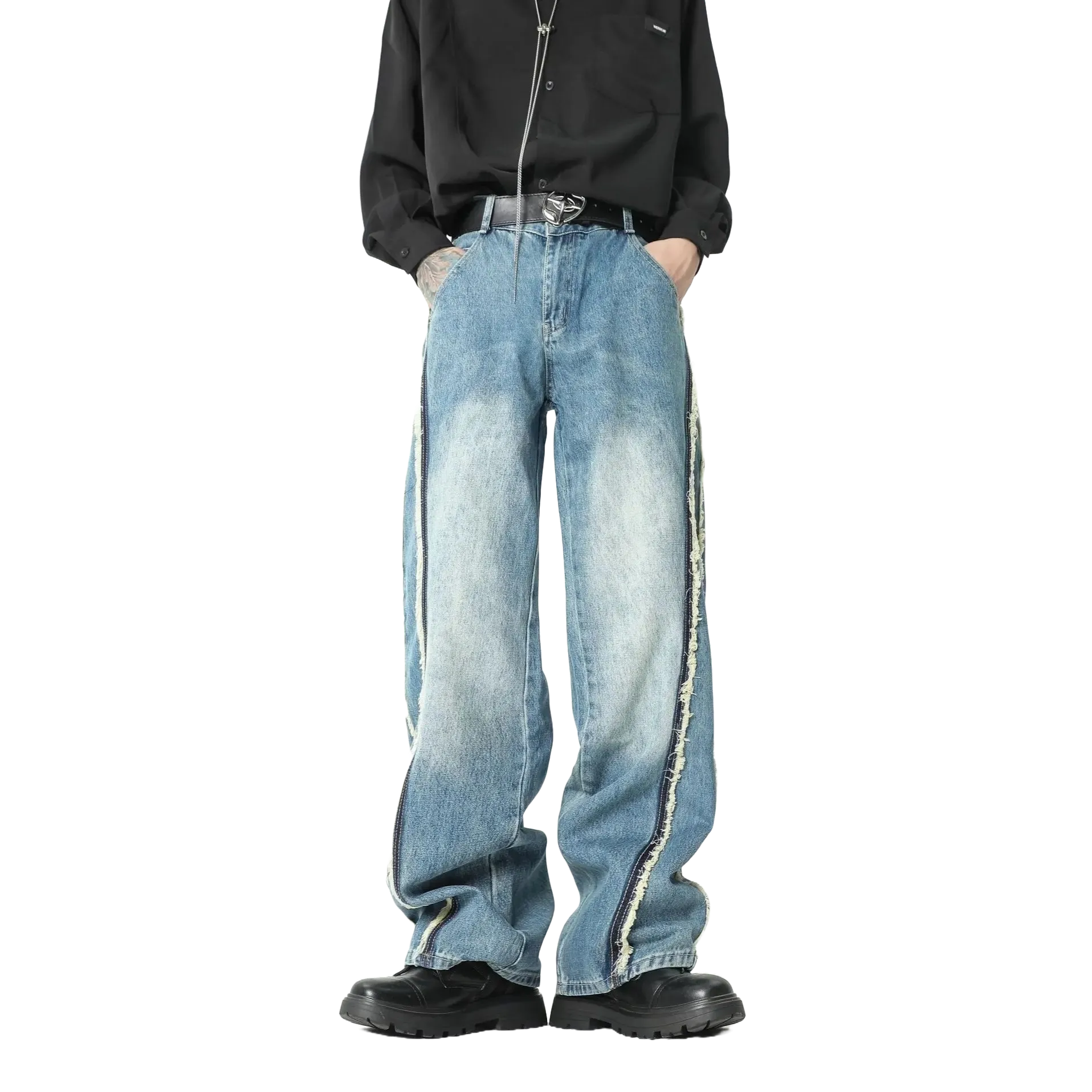 'Skyline' Raw Edge Baggy Denim Jeans