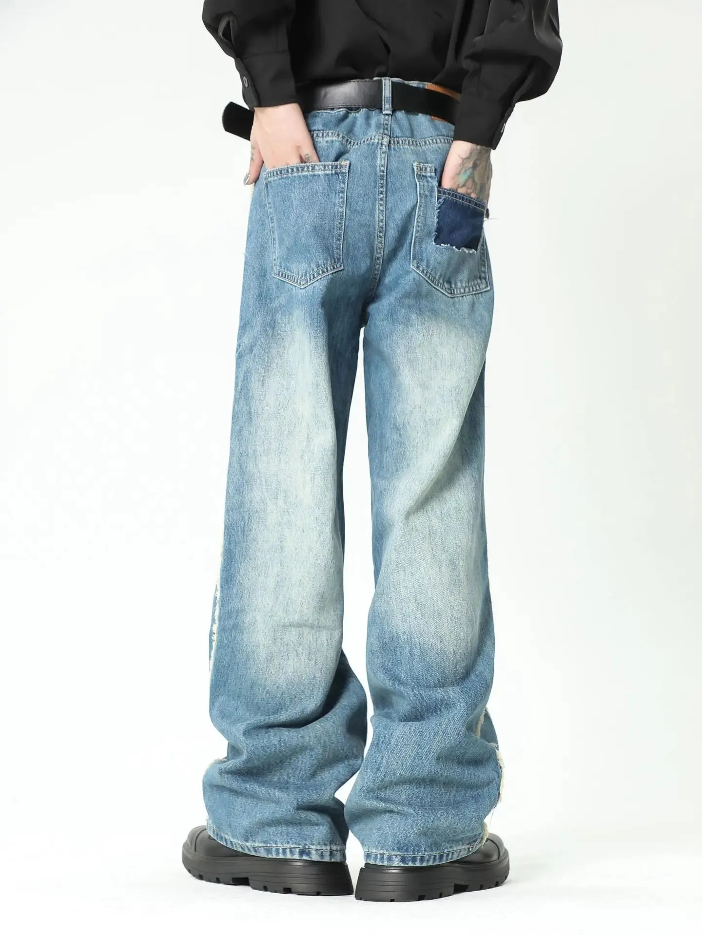 'Skyline' Raw Edge Baggy Denim Jeans