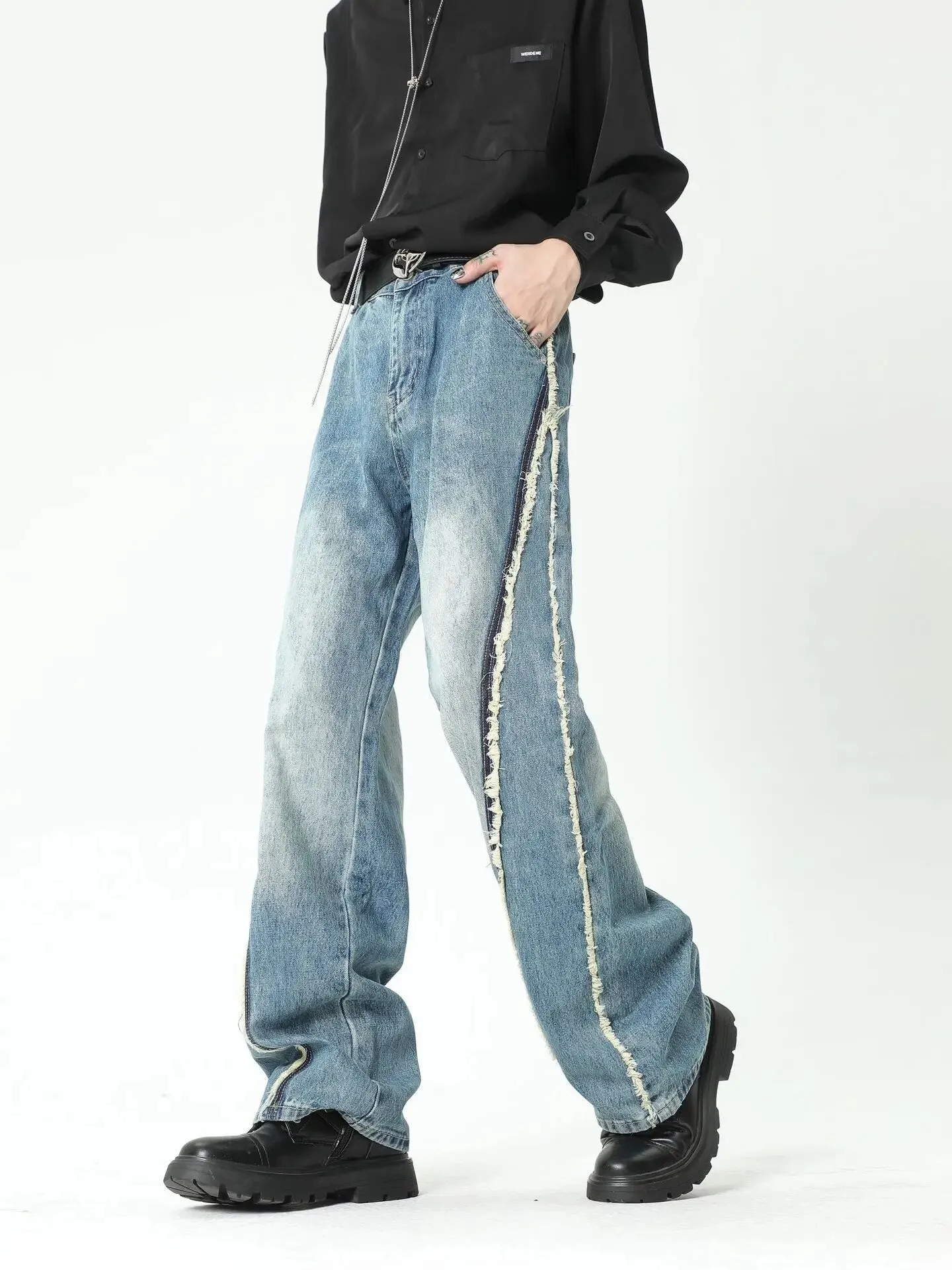 'Skyline' Raw Edge Baggy Denim Jeans