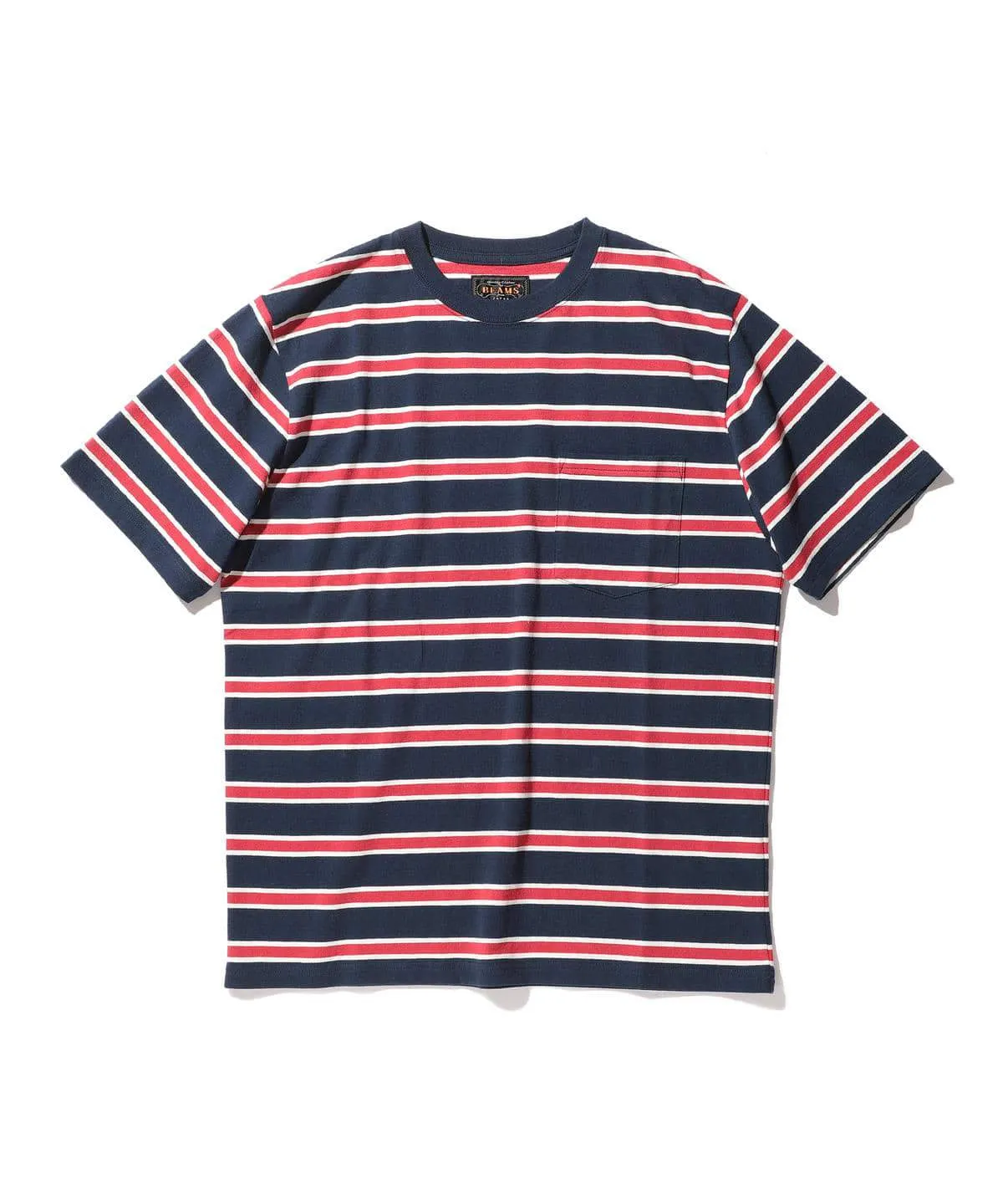 Tricolor Striped Pocket T-shirt